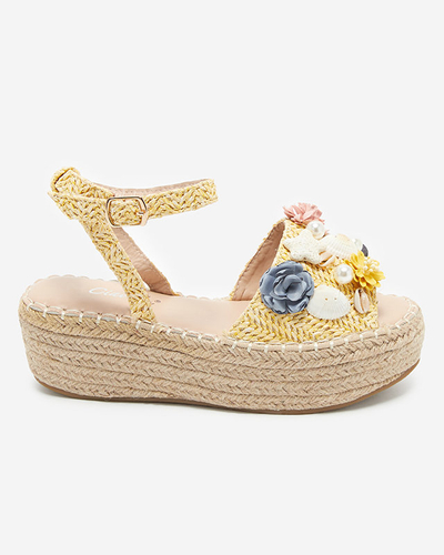 OUTLET Sandale de dama galbene cu dunga decorata Soramis - Incaltaminte