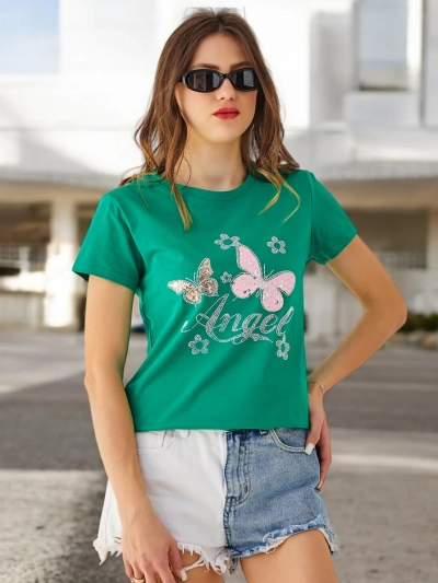 Royalfashion Tricou din bumbac pentru femei Butterfly