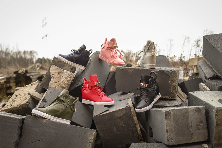 Zielone sneakersy na krytym koturnie Sinnea - Obuwie