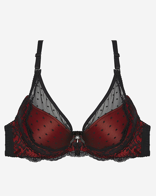 Sutien negru și roz pentru femei, decorat cu dantelă - Lenjerie
