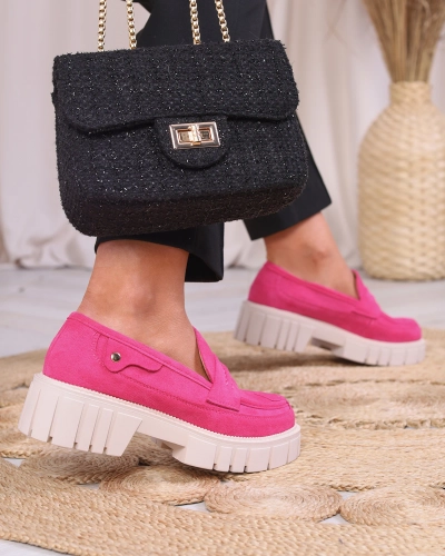 Royalfashion Eco mocasini din piele de căprioară fucsia pentru femei Siherta