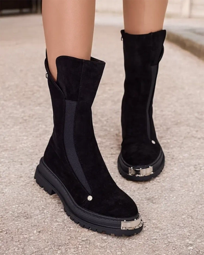 Royalfashion Cizme de damă din piele de căprioară ecologică Homni