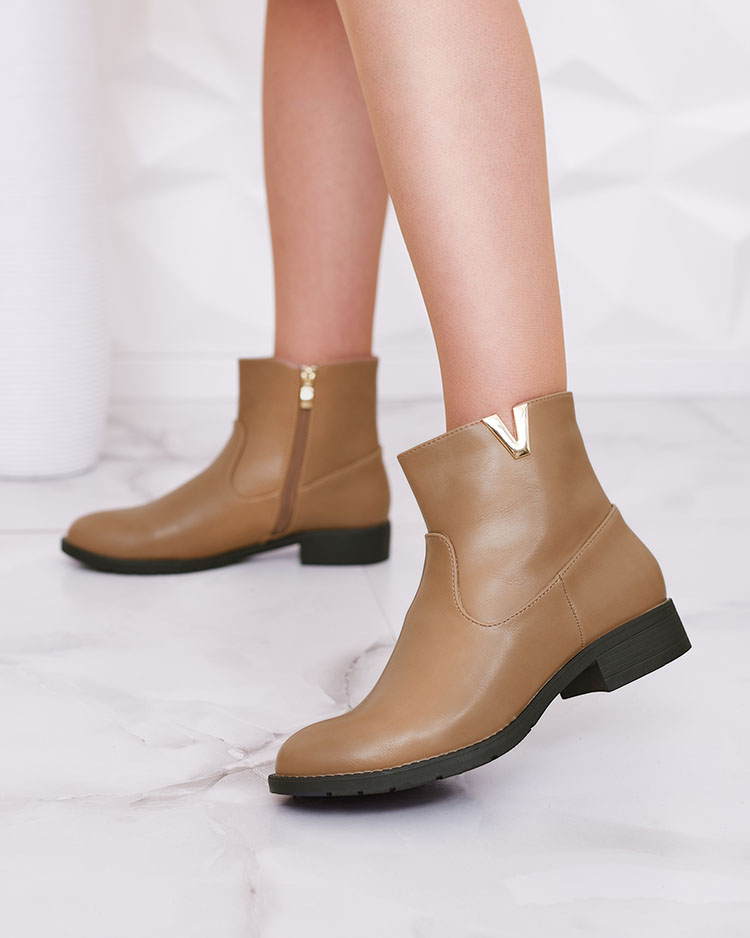 Royalfashion Cizme Perfoler pentru femei maro deschis