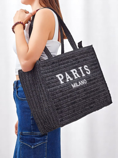 Royalfashion Geantă mare de damă din paie Paris Milano Large