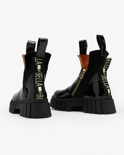 Royalfashion Cizme izolate din piele întoarsă pentru femei negre Eratra