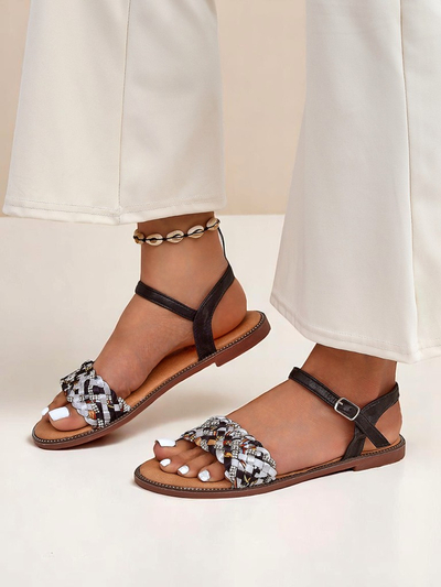 Royalfashion Damskie sandały na płaskiej podeszwie ColorStrap