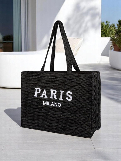 Royalfashion Geantă mare de damă din paie Paris Milano Large