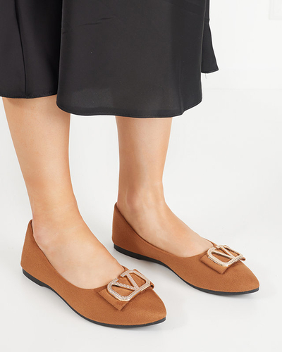 Balerini de dama camel cu ornament pe nas Cavo - Incaltaminte