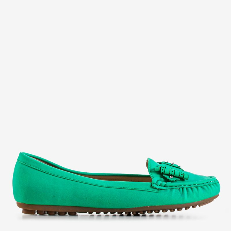 Mocasini dama verzi cu fundă Linari - Încălțăminte