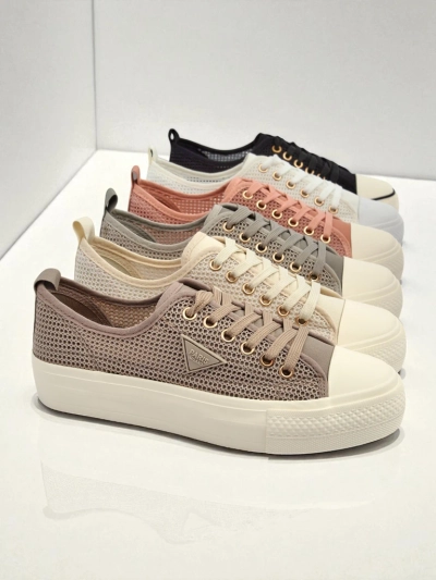 Damski sneakersy Hypatia Mesh jasny brąz na lato płaska podeszwa 3cm