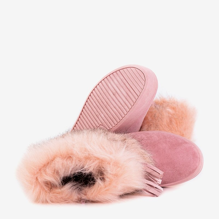 OUTLET Cizme de zăpadă pentru femei roz, cu decorațiuni Astride - Încălțăminte