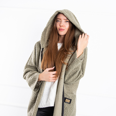 Geacă de damă verde - haina cu glugă - Îmbrăcăminte