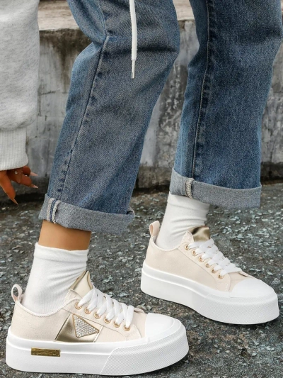 Royalfashion Sneakers platform pentru femei Aur
