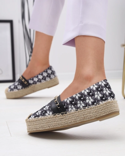 Espadrile florale negre Azzaxi- Footwear