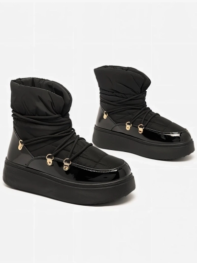 Royalfashion Cizme de zăpadă slip-on pentru femei în negru Dabenda