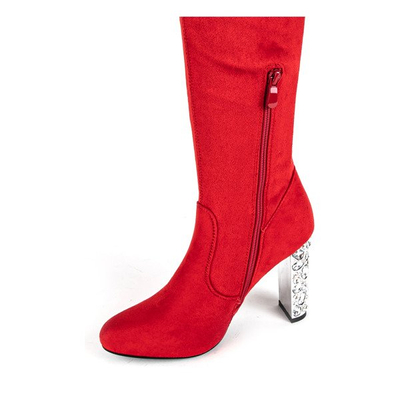 Czerwone kozaki na wyższym słupku Buenos - Obuwie