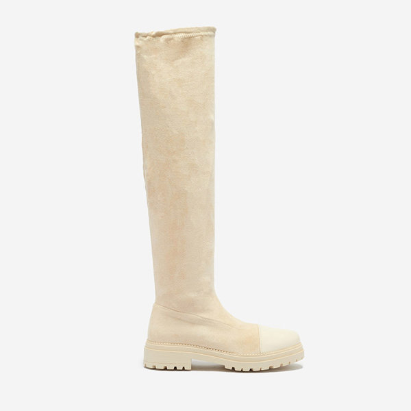 OUTLET Cizme peste genunchi de damă, bej Caffi- Footwear