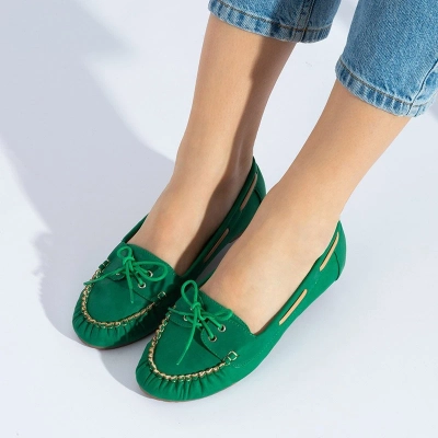 OUTLET Mocasini dama verzi cu legătură Norami - Încălțăminte