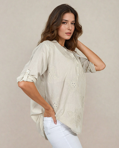 Royalfashion Cămașă oversize pentru femei cu broderie
