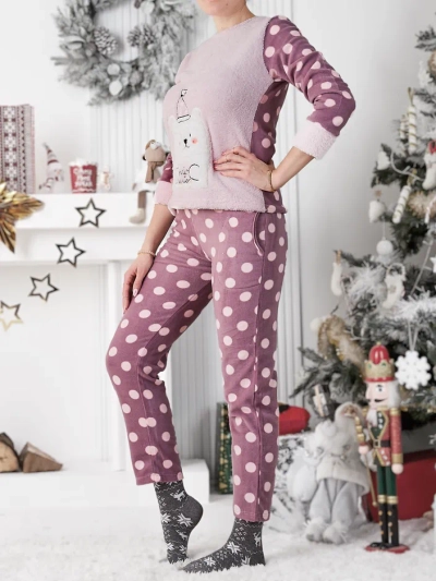 Royalfashion Set de pijama pentru femei a'la fleece Hello Winter