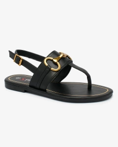 Royalfashion Sandale flip flop de damă negre Imonel