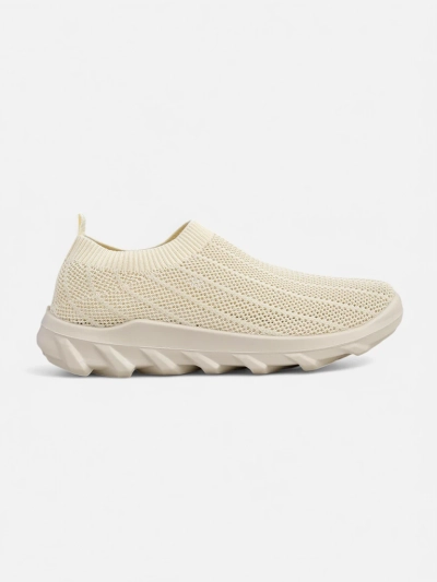 Damskie slip-ony Arete Beżowe, oddychające sneakersy z tkaniny