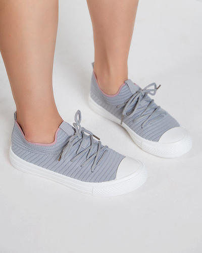 OUTLET Tenisi gri dama cu nervuri Manfer- Incaltaminte