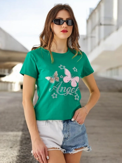 Royalfashion Tricou din bumbac pentru femei Butterfly