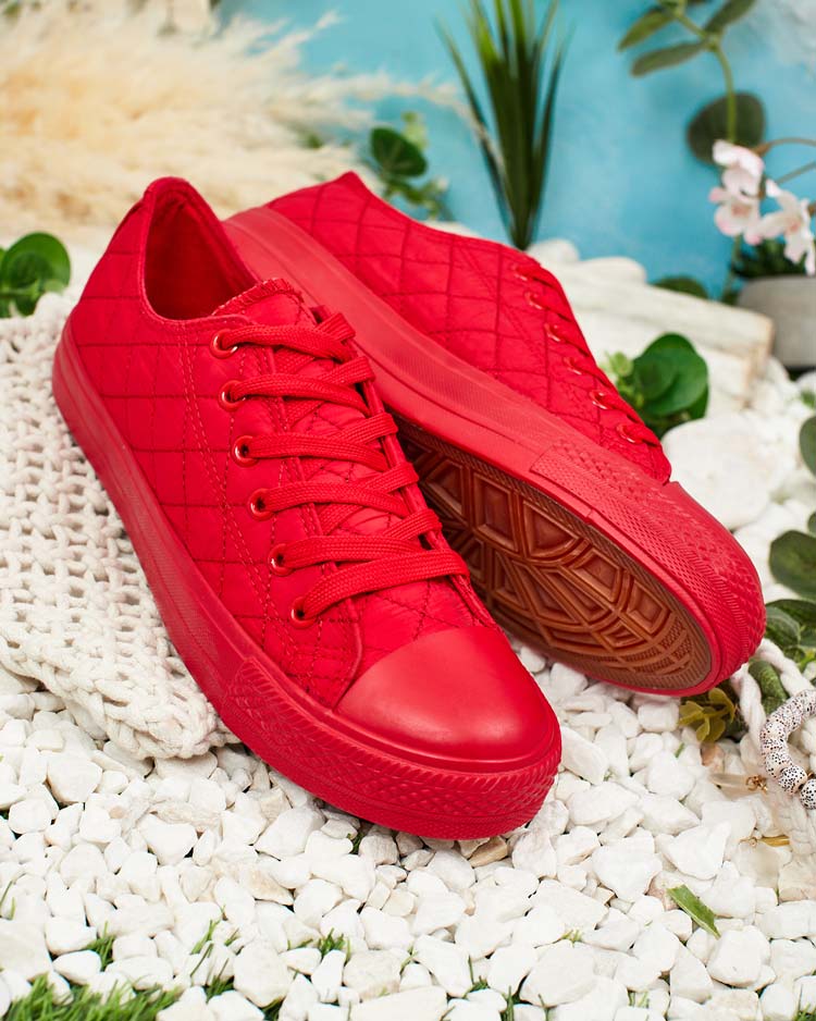 Tenisi de Damă Stella Roșii din Material Textil Sport pentru Vară