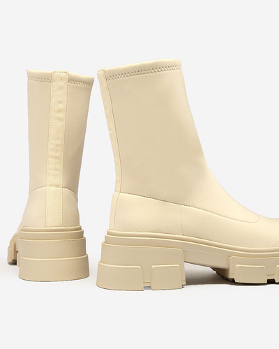 Royalfashion Cizme eco-suede pentru femei, bej Classy Girl