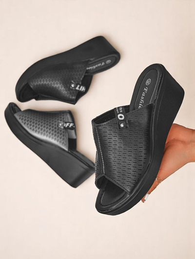 Royalfashion Klapki pou fanm sou talon Luna Wedge