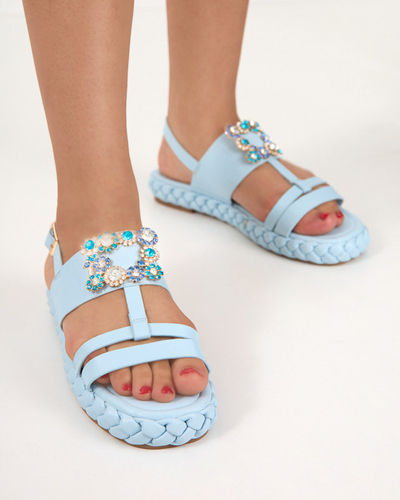 OUTLET Sandale de damă albastre cu cataramă decorativă Govy-Footwear