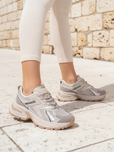 Aurelia Luna sneakers damă Royalfashion cu șireturi ecru