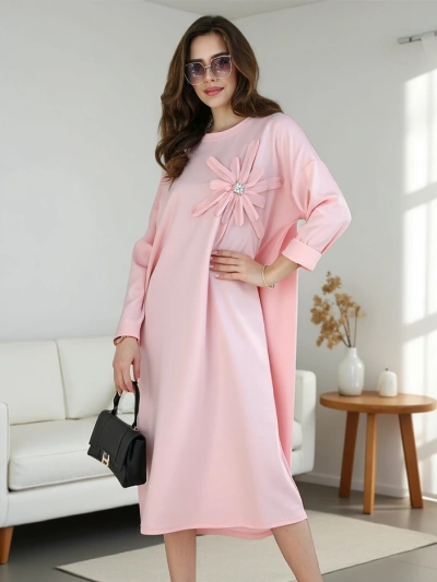 Rochie midi Royalfashion pentru femei, dintr‑un material oversized cu floare
