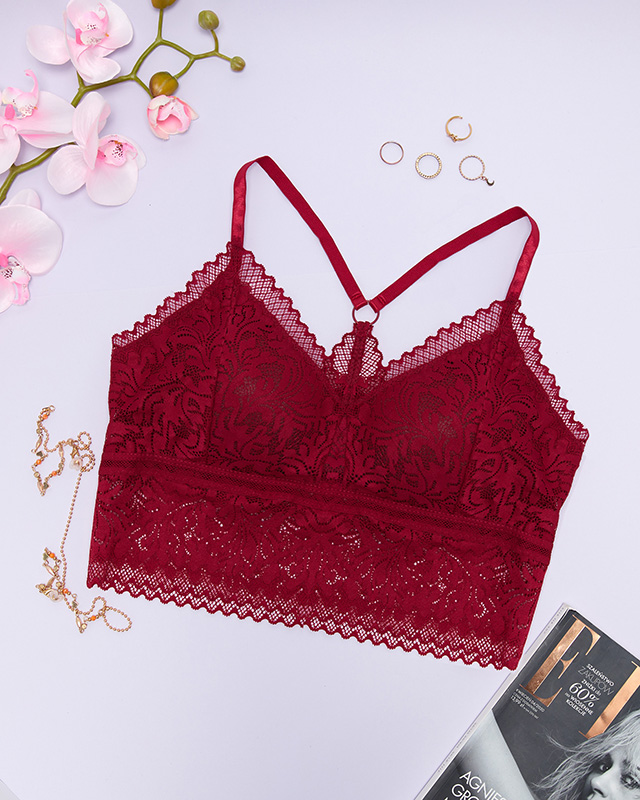 Bralette dama din dantela de culoare visiniu - Lenjerie intima