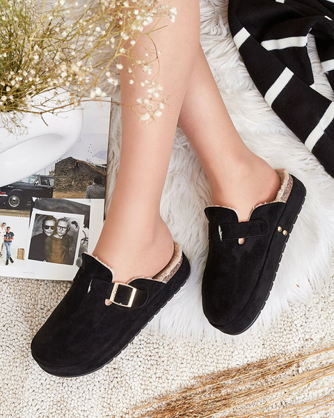 Royalfashion Papuci de damă cu piele de oaie și cataramă Kajis