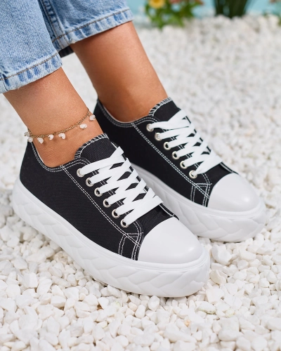 Royalfashion Adidași cu platformă pentru femei negre Merija