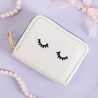 Portofel alb pentru femei din brocart - Portofel