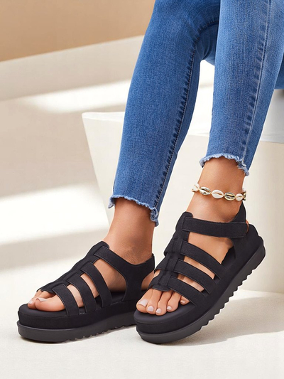 Aurtengei Heraclea Royalfashion Baschtschuhen auf Plattform schwarze aus Ekoleeder