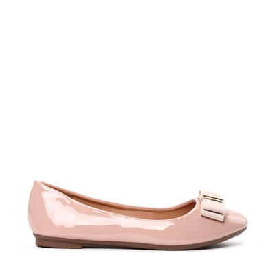 Różowe, gładkie balerinki Rivka- Obuwie