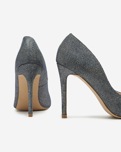 Pantofi stiletto de damă holografici grafit Soddo- Footwear