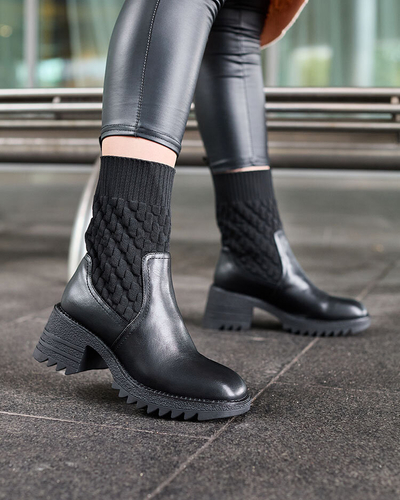 Royalfashion Cizme cu toc plat Acigog negru pentru femei