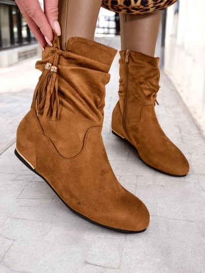 Pantofi Eko din catifea - botine pe toc ascuns Lovely