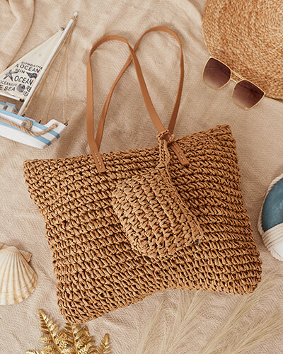 Royalfashion Geantă mare din paie pentru femei