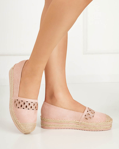 OUTLET Espadrile slip on dama roz cu zirconiu Wexy - Pantofi