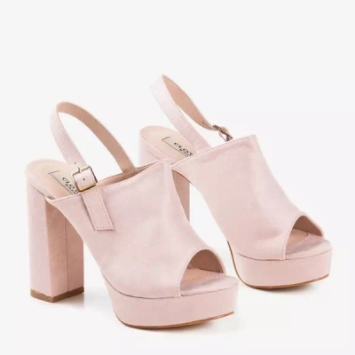 OUTLET Sandale din piele ecologică roz deschis pe un post superior Tripsi-Shoes