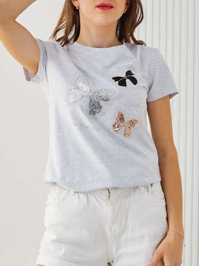 Bluza din bumbac Royalfashion pentru femei cu fluturi