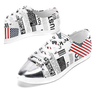 Białe tenisówki z napisami Gladys - Obuwie