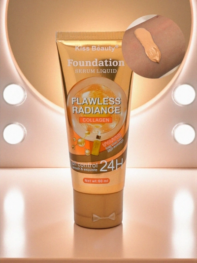 Kiss Beauty Fond de ten cu ser de colagen - iluminator 24H