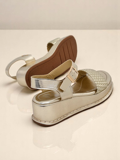 Royalfashion Sandale cu toc pentru femei, cu barete împletite Fiolle